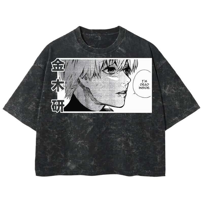 Playera streetwear premium de anime y gaming ExtraLife MX, corte boxy deluxe mineral wash heavyweight en color Acid Wash, moda urbana mexicana de culto.