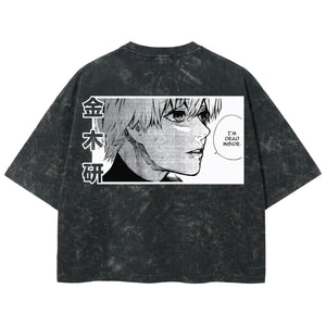 Playera streetwear premium de anime y gaming ExtraLife MX, corte boxy deluxe mineral wash heavyweight en color Acid Wash, moda urbana mexicana de culto.