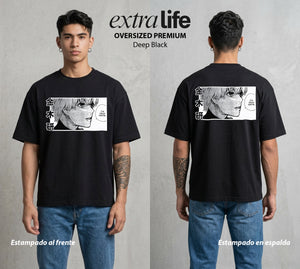 Ciudad de Ghouls | El Discipulo del Maestro #04353 - Playera Oversized Premium | Deep Black - Foto en modelo