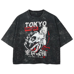 Playera streetwear premium de anime y gaming ExtraLife MX, corte boxy deluxe mineral wash heavyweight en color Acid Wash, moda urbana mexicana de culto.