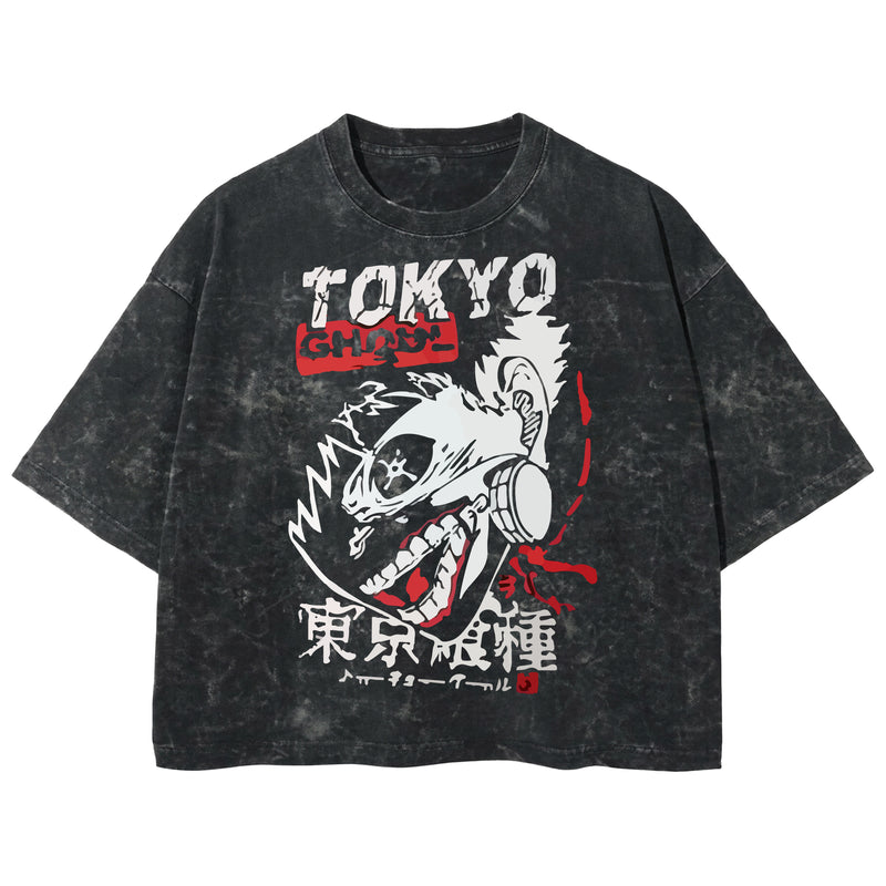 Playera streetwear premium de anime y gaming ExtraLife MX, corte boxy deluxe mineral wash heavyweight en color Acid Wash, moda urbana mexicana de culto.