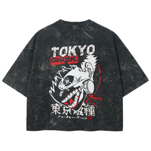 Playera streetwear premium de anime y gaming ExtraLife MX, corte boxy deluxe mineral wash heavyweight en color Acid Wash, moda urbana mexicana de culto.