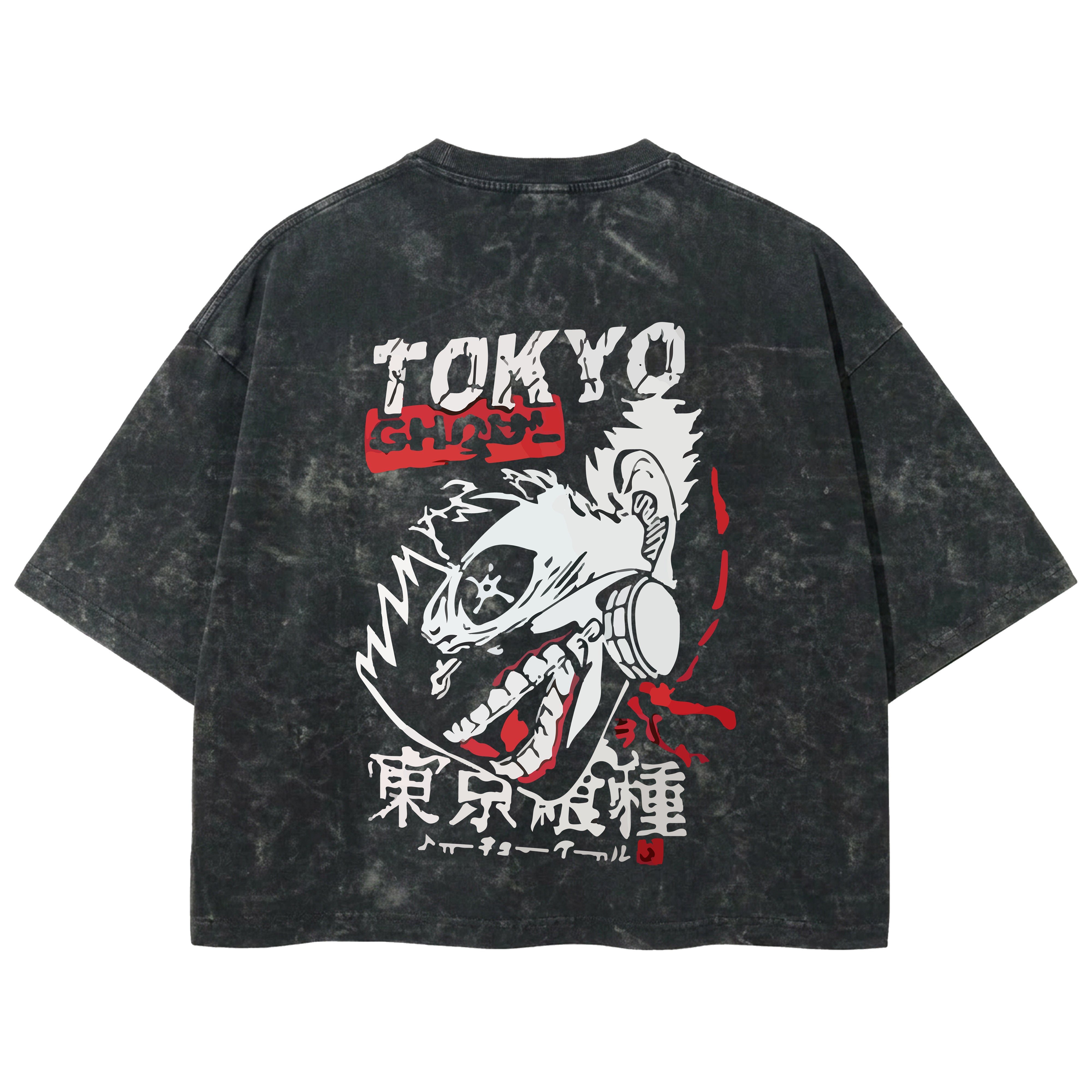 Playera streetwear premium de anime y gaming ExtraLife MX, corte boxy deluxe mineral wash heavyweight en color Acid Wash, moda urbana mexicana de culto.