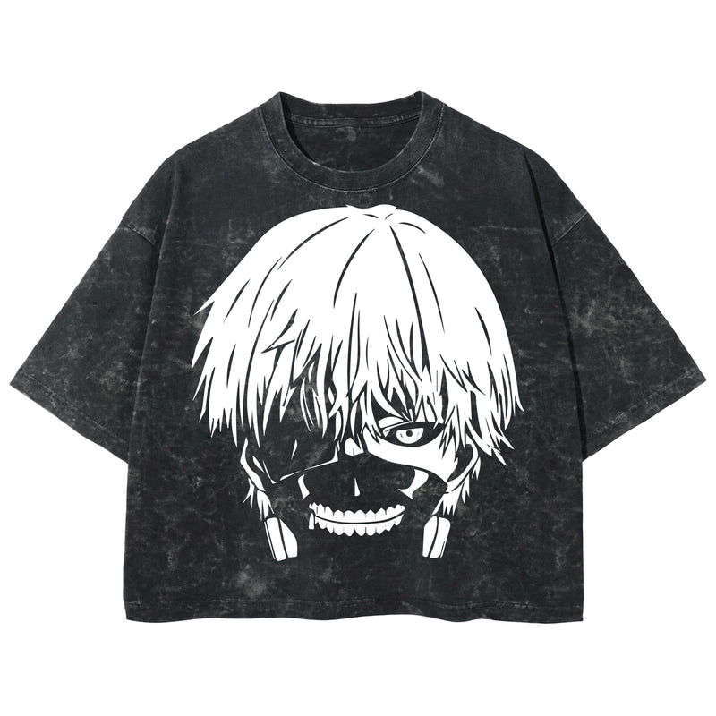 Playera streetwear premium de anime y gaming ExtraLife MX, corte boxy deluxe mineral wash heavyweight en color Acid Wash, moda urbana mexicana de culto.