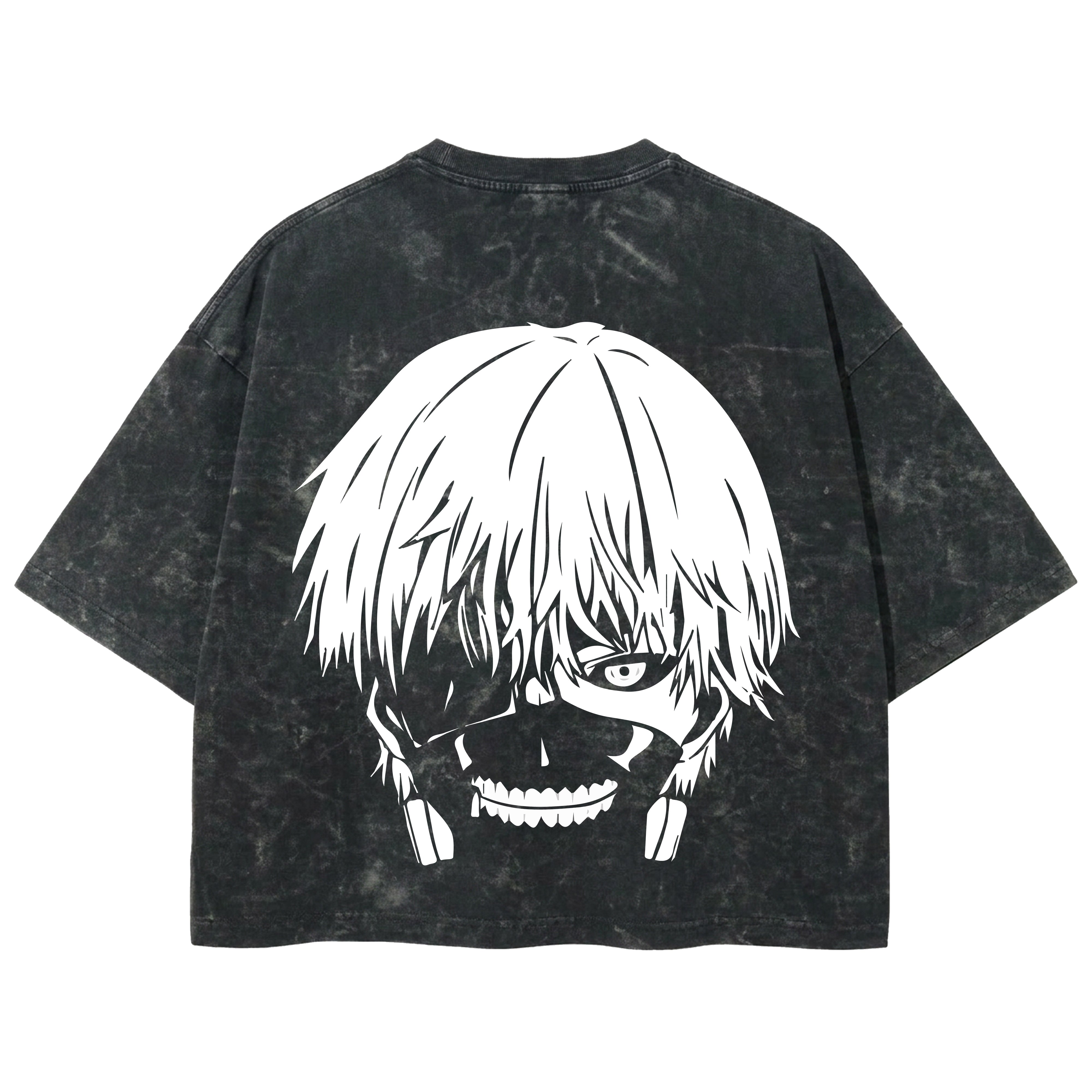 Playera streetwear premium de anime y gaming ExtraLife MX, corte boxy deluxe mineral wash heavyweight en color Acid Wash, moda urbana mexicana de culto.