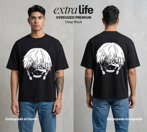 Ciudad de Ghouls | El Discipulo del Maestro #04355 - Playera Oversized Premium | Deep Black - Foto en modelo