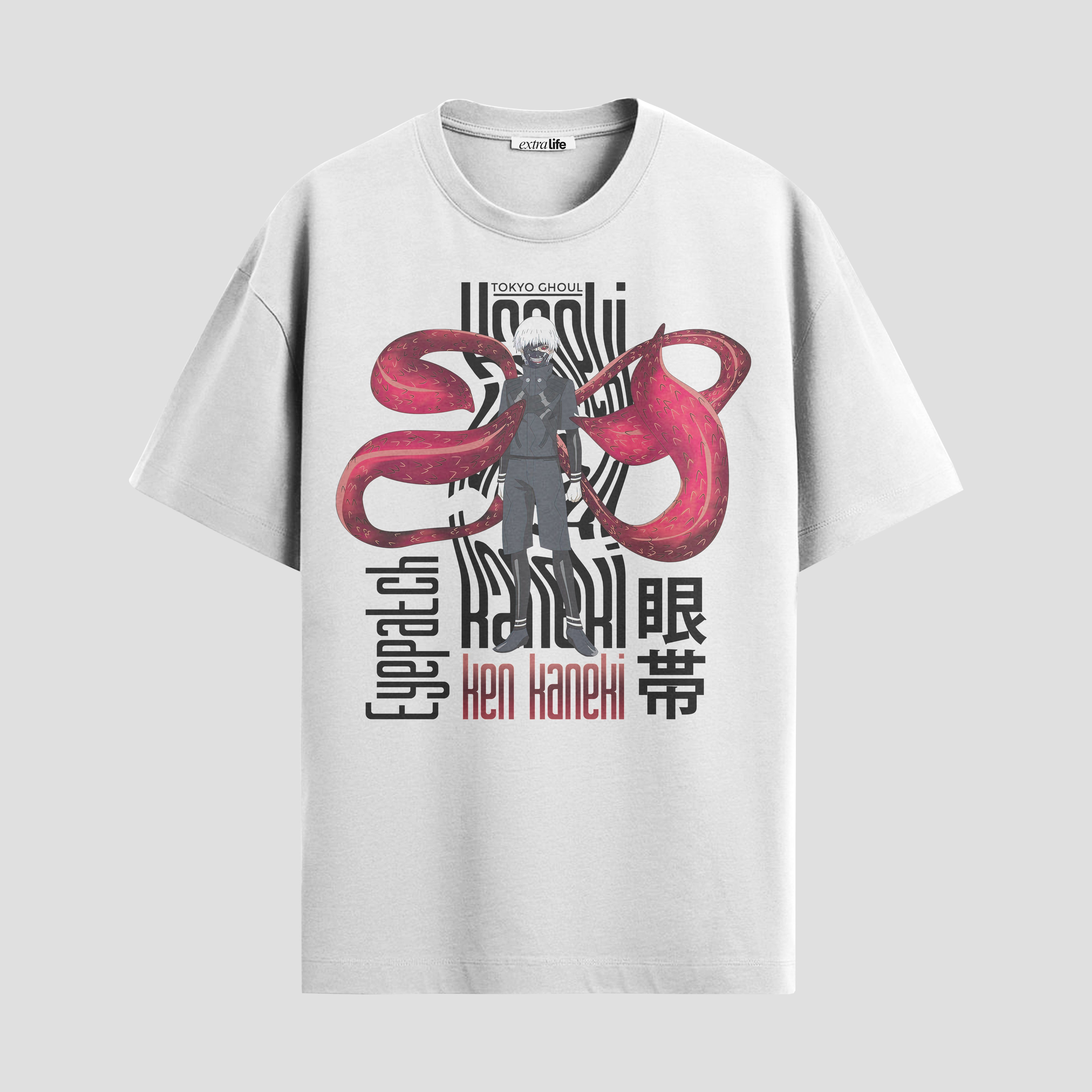 Playera urbana de anime y gaming ExtraLife MX, corte Standard Fit unisex ligero y transpirable en color Deep Black y Pure White, ropa de uso diario para gym y casual.