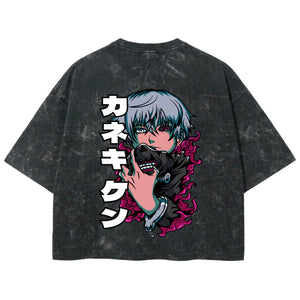 Playera streetwear premium de anime y gaming ExtraLife MX, corte boxy deluxe mineral wash heavyweight en color Acid Wash, moda urbana mexicana de culto.