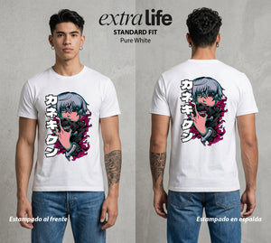 Ciudad de Ghouls | La Mascara del Caos #04357 - Playera Standard Fit | Pure White - Foto en modelo