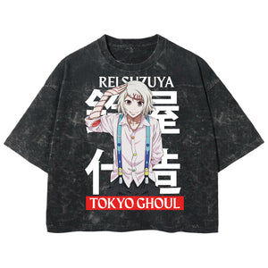 Playera streetwear premium de anime y gaming ExtraLife MX, corte boxy deluxe mineral wash heavyweight en color Acid Wash, moda urbana mexicana de culto.