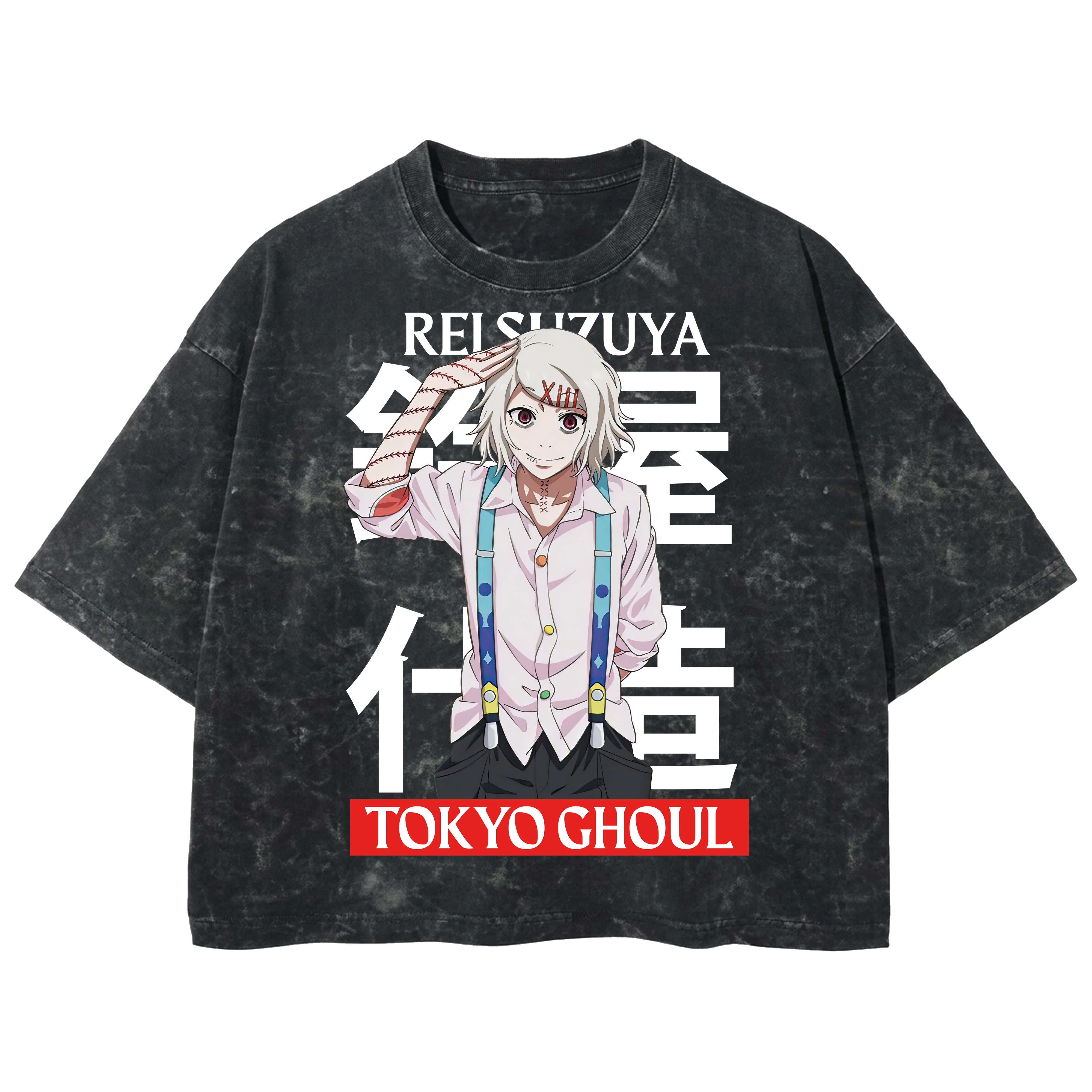 Playera streetwear premium de anime y gaming ExtraLife MX, corte boxy deluxe mineral wash heavyweight en color Acid Wash, moda urbana mexicana de culto.