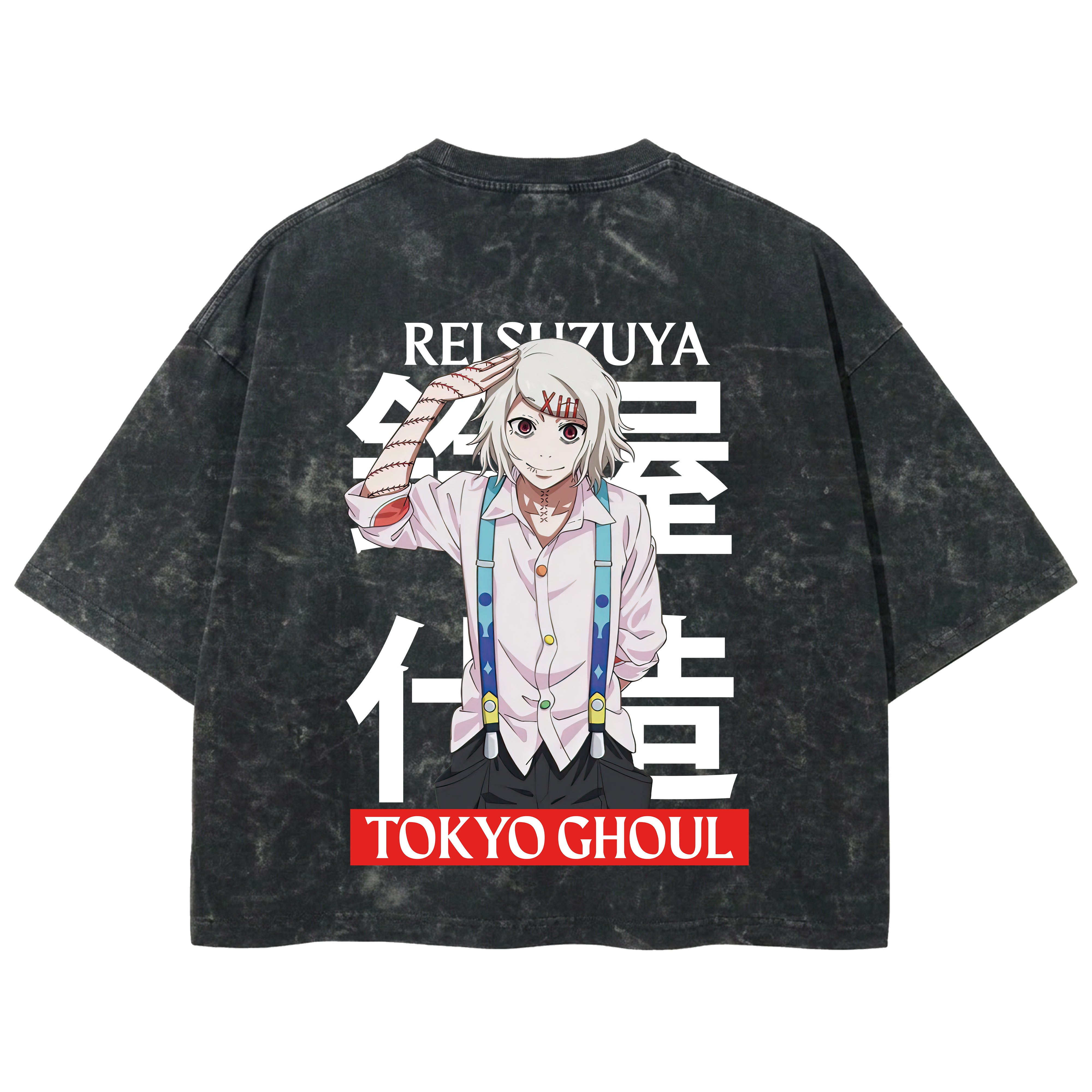 Playera streetwear premium de anime y gaming ExtraLife MX, corte boxy deluxe mineral wash heavyweight en color Acid Wash, moda urbana mexicana de culto.