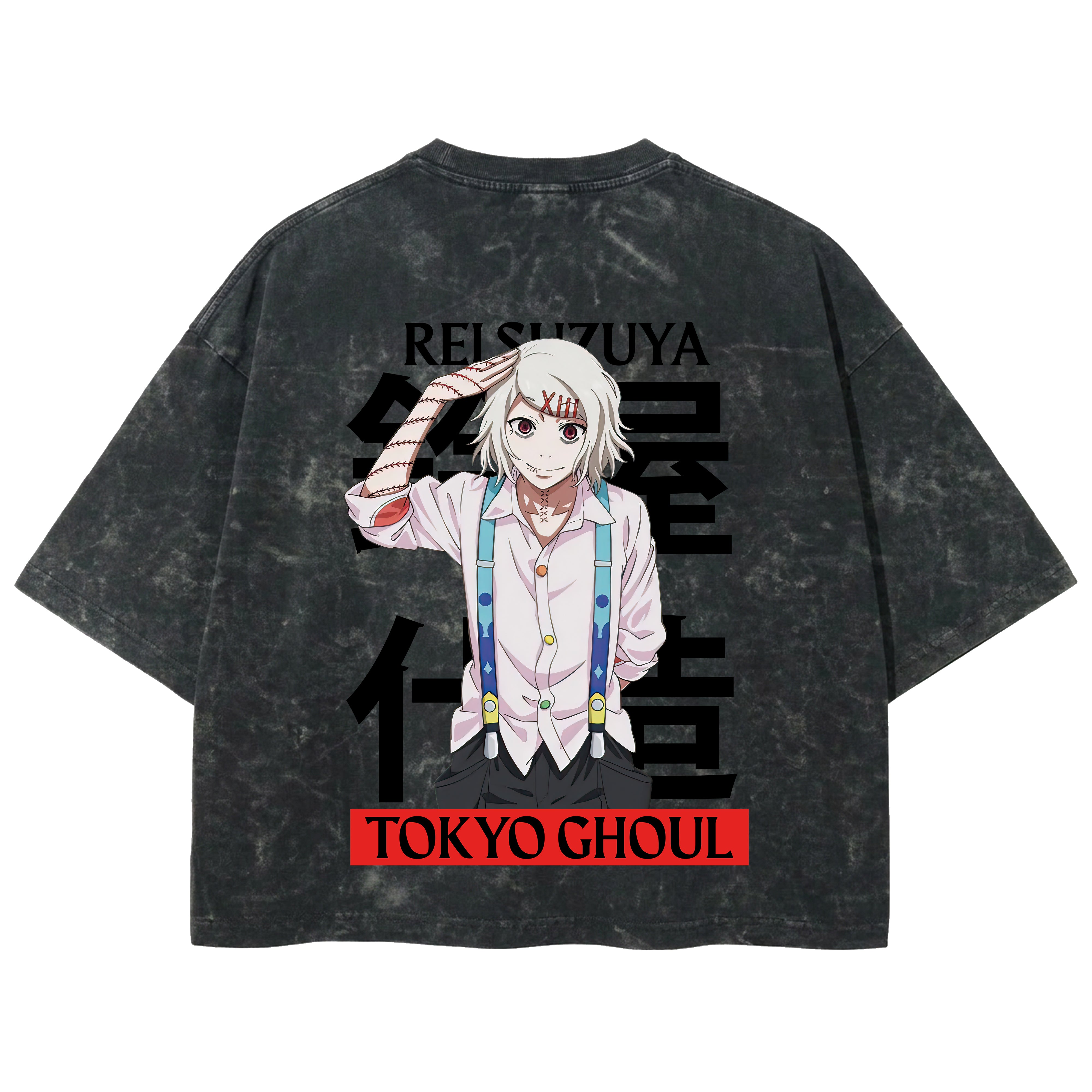 Playera streetwear premium de anime y gaming ExtraLife MX, corte boxy deluxe mineral wash heavyweight en color Acid Wash, moda urbana mexicana de culto.