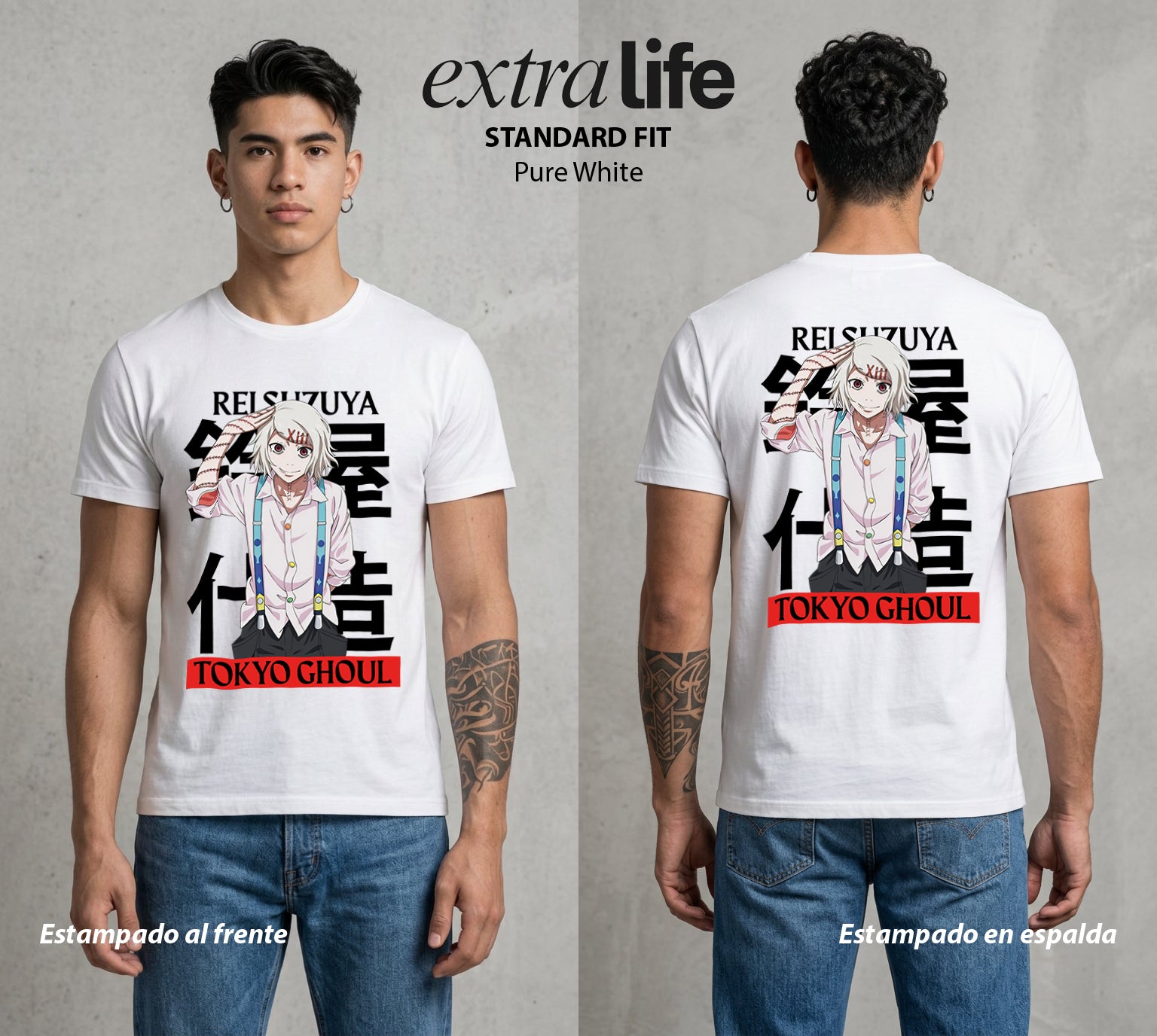 Ciudad de Ghouls | El Alma del EVA #04359 - Playera Standard Fit | Pure White - Foto en modelo