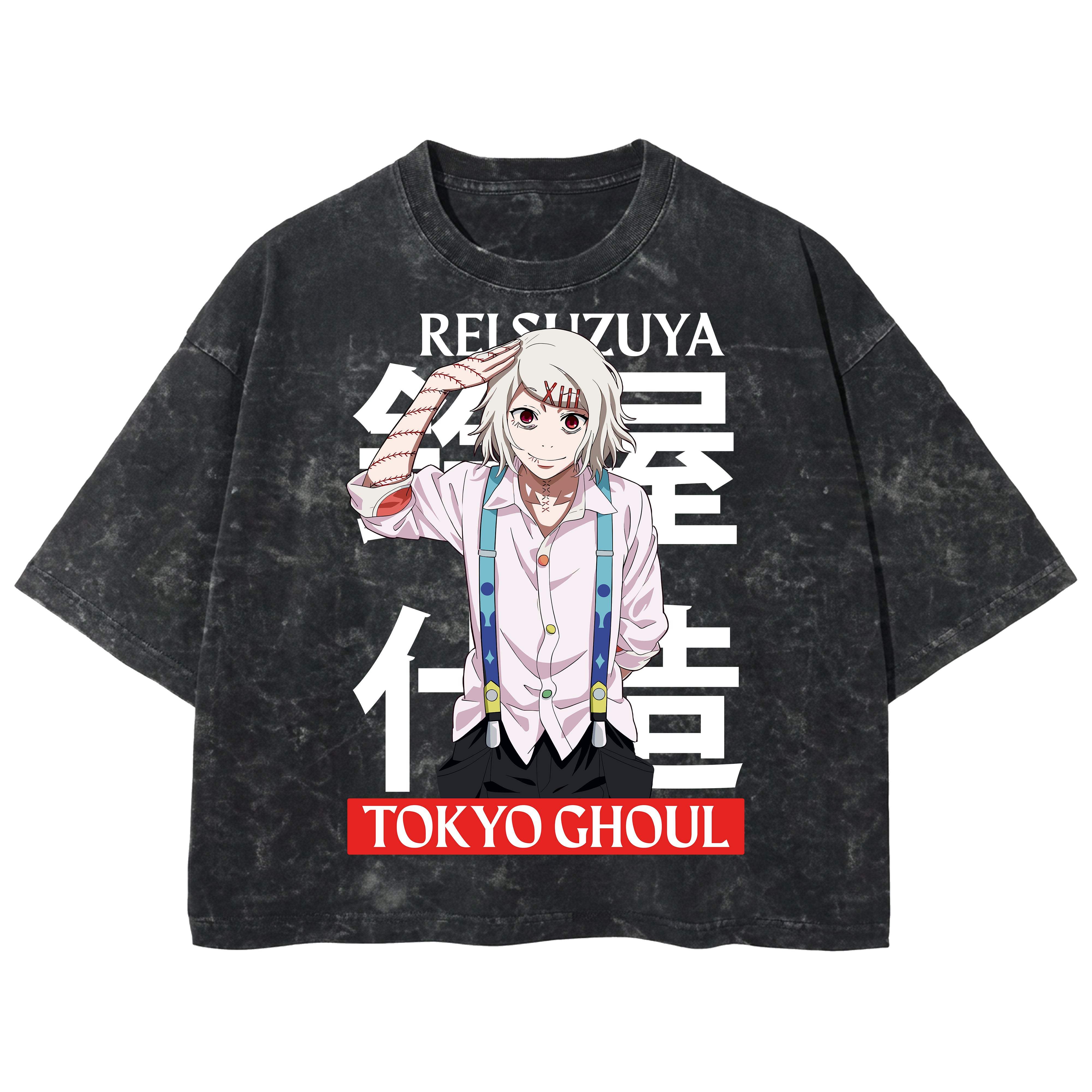 Playera streetwear premium de anime y gaming ExtraLife MX, corte boxy deluxe mineral wash heavyweight en color Acid Wash, moda urbana mexicana de culto.