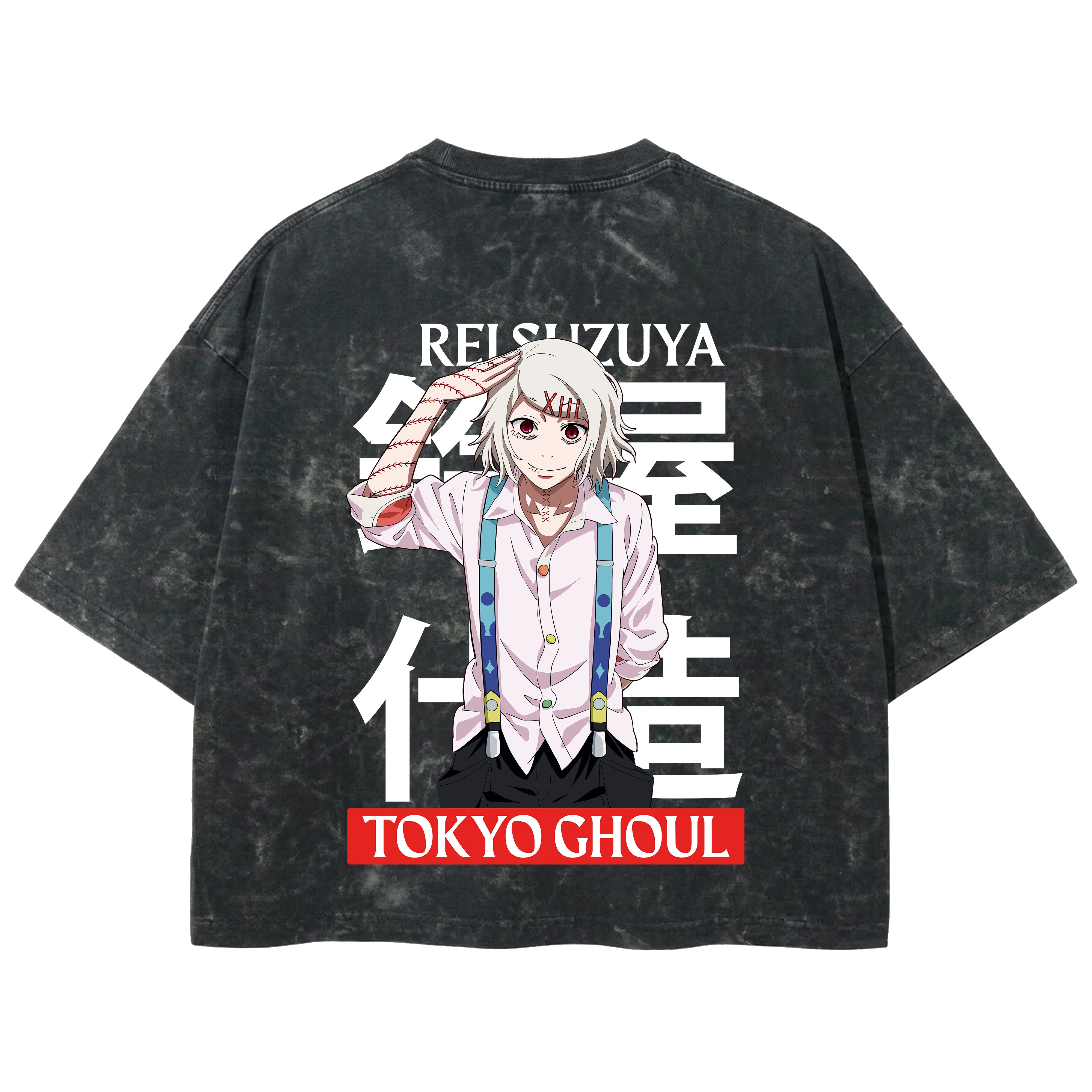 Playera streetwear premium de anime y gaming ExtraLife MX, corte boxy deluxe mineral wash heavyweight en color Acid Wash, moda urbana mexicana de culto.