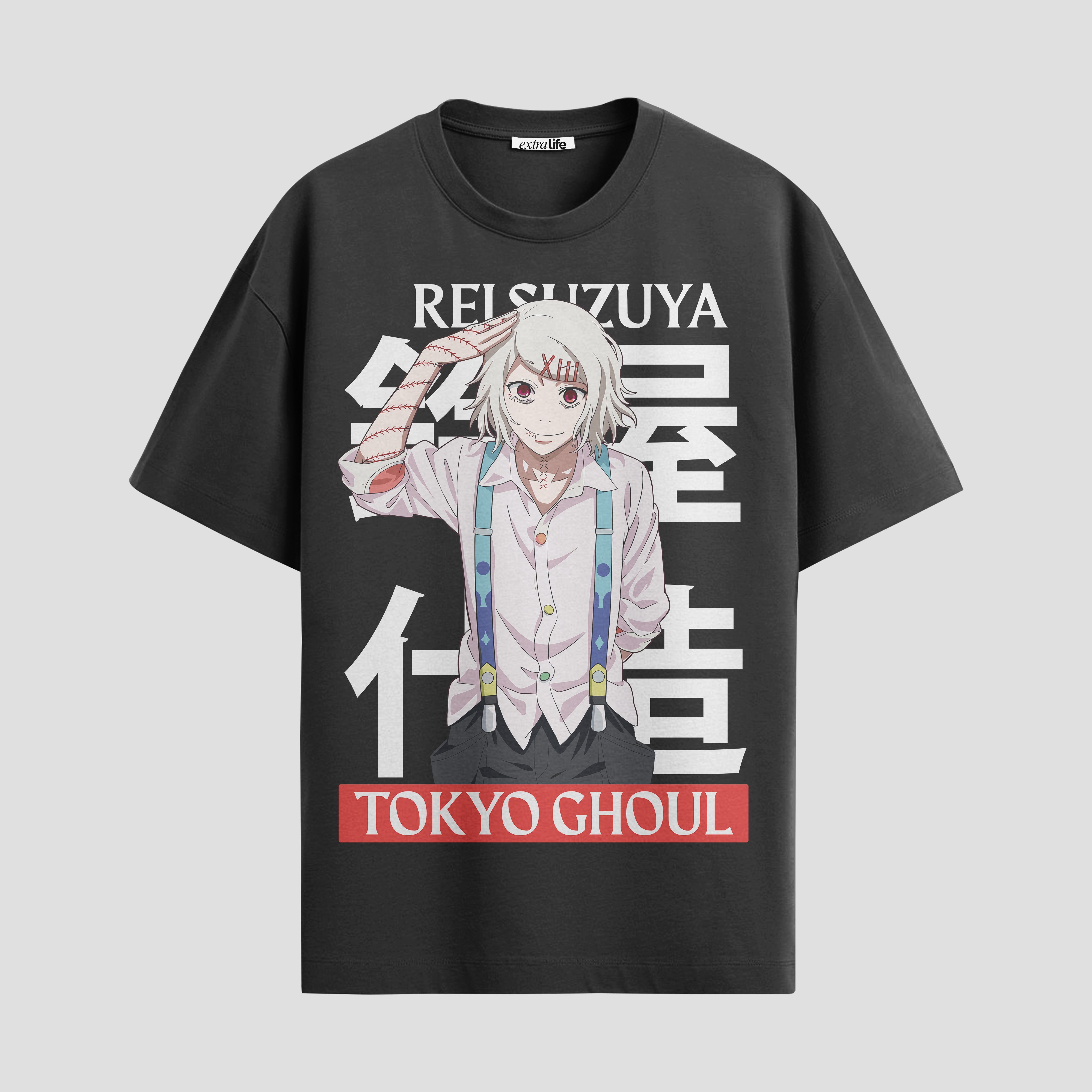 Playera urbana de anime y gaming ExtraLife MX, corte Standard Fit unisex ligero y transpirable en color Deep Black y Pure White, ropa de uso diario para gym y casual.