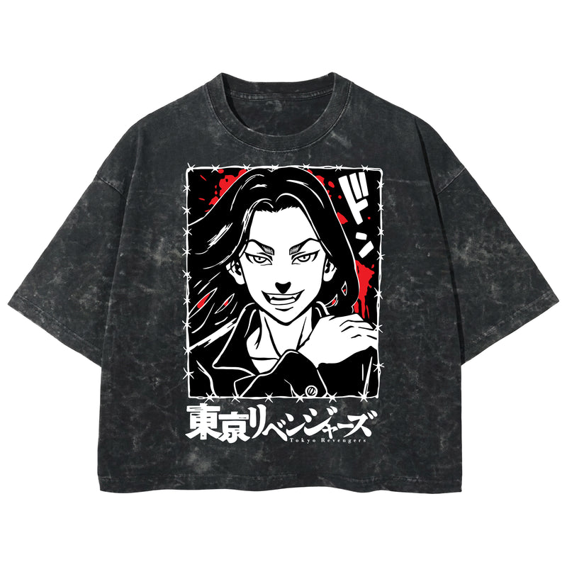Playera streetwear premium de anime y gaming ExtraLife MX, corte boxy deluxe mineral wash heavyweight en color Acid Wash, moda urbana mexicana de culto.