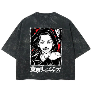 Playera streetwear premium de anime y gaming ExtraLife MX, corte boxy deluxe mineral wash heavyweight en color Acid Wash, moda urbana mexicana de culto.