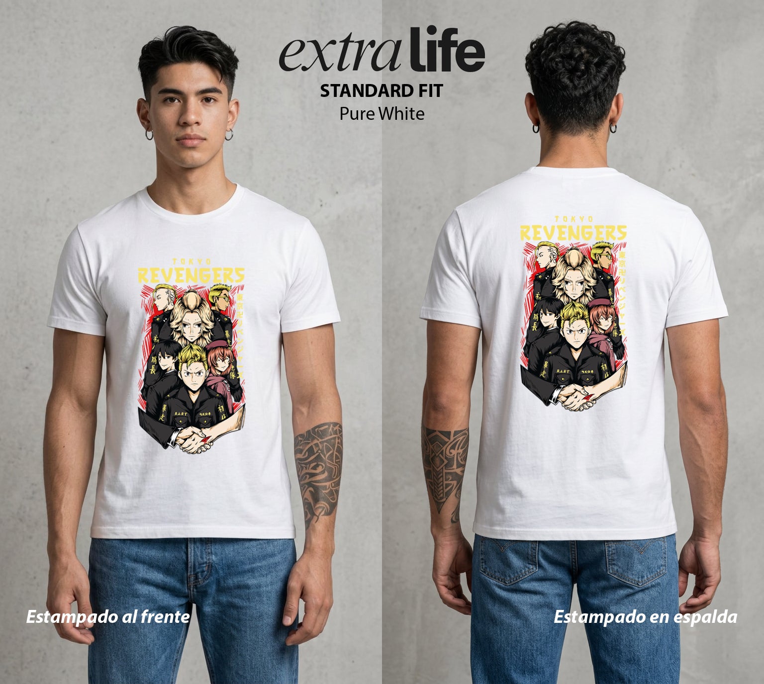 Pandillas del Tiempo | Los del Bien #04363 - Playera Standard Fit | Pure White - Foto en modelo