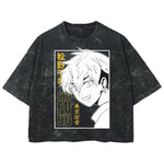Playera streetwear premium de anime y gaming ExtraLife MX, corte boxy deluxe mineral wash heavyweight en color Acid Wash, moda urbana mexicana de culto.