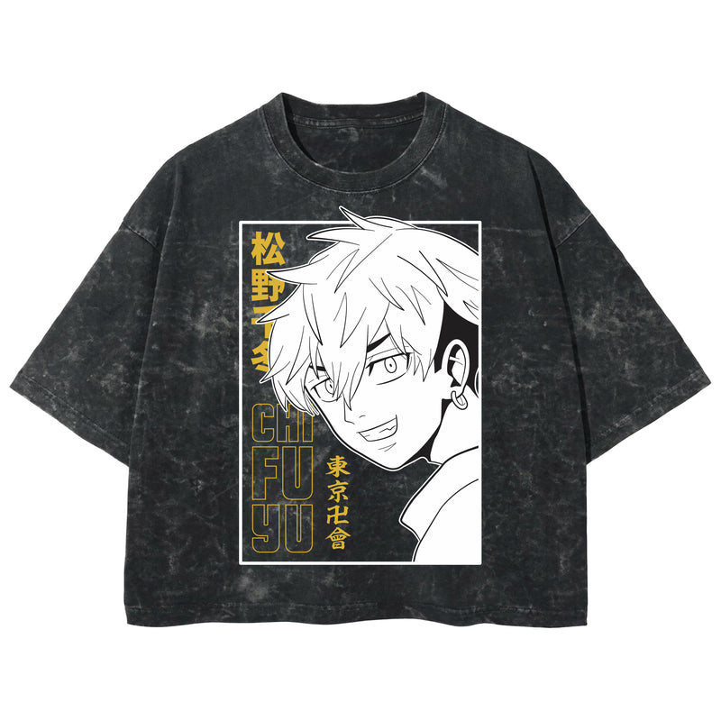 Playera streetwear premium de anime y gaming ExtraLife MX, corte boxy deluxe mineral wash heavyweight en color Acid Wash, moda urbana mexicana de culto.