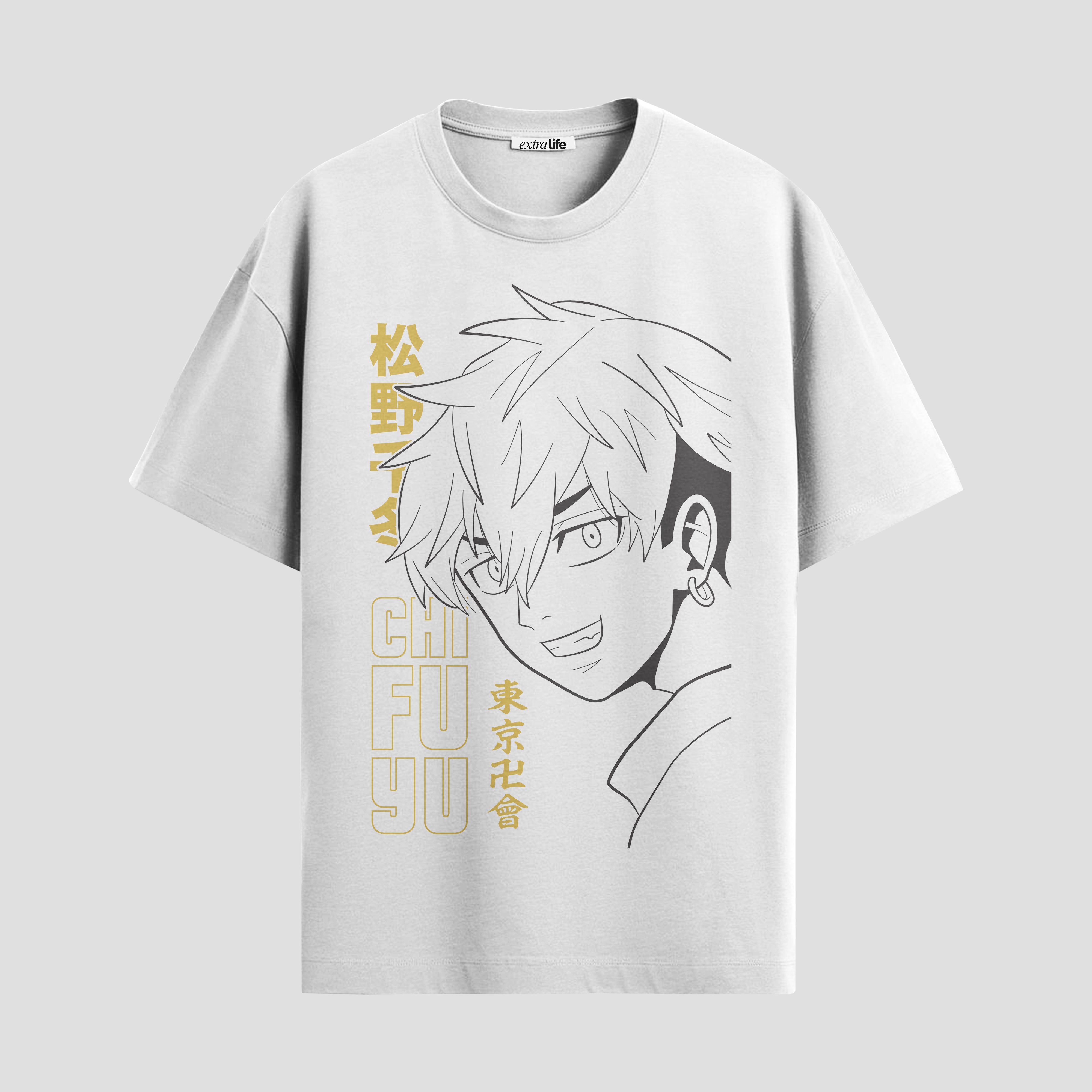 Playera urbana de anime y gaming ExtraLife MX, corte Standard Fit unisex ligero y transpirable en color Deep Black y Pure White, ropa de uso diario para gym y casual.