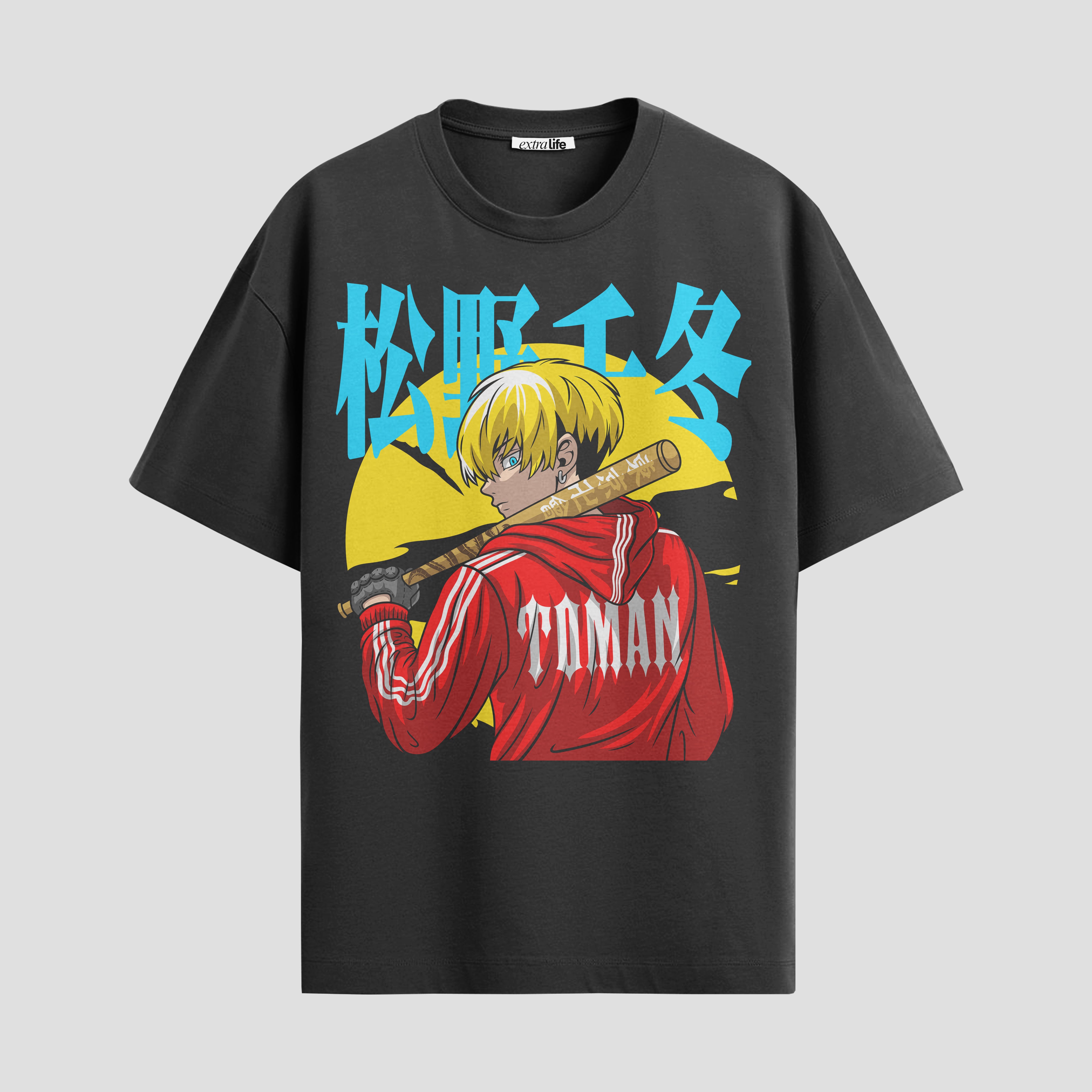Playera urbana de anime y gaming ExtraLife MX, corte Standard Fit unisex ligero y transpirable en color Deep Black y Pure White, ropa de uso diario para gym y casual.