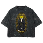 Playera streetwear premium de anime y gaming ExtraLife MX, corte boxy deluxe mineral wash heavyweight en color Acid Wash, moda urbana mexicana de culto.
