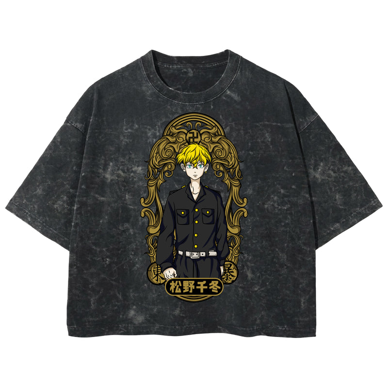 Playera streetwear premium de anime y gaming ExtraLife MX, corte boxy deluxe mineral wash heavyweight en color Acid Wash, moda urbana mexicana de culto.
