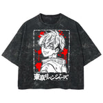 Playera streetwear premium de anime y gaming ExtraLife MX, corte boxy deluxe mineral wash heavyweight en color Acid Wash, moda urbana mexicana de culto.