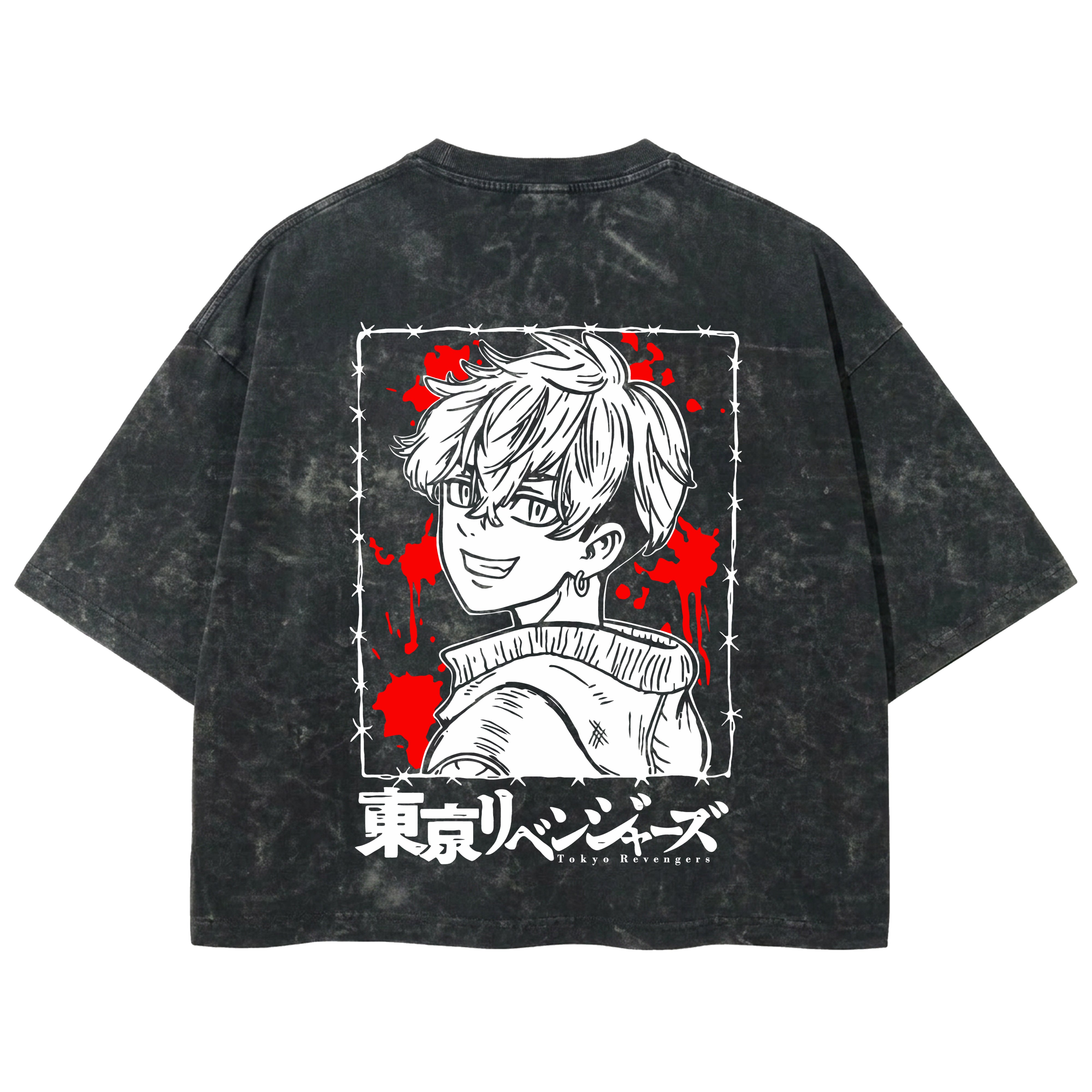 Playera streetwear premium de anime y gaming ExtraLife MX, corte boxy deluxe mineral wash heavyweight en color Acid Wash, moda urbana mexicana de culto.