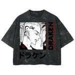 Playera streetwear premium de anime y gaming ExtraLife MX, corte boxy deluxe mineral wash heavyweight en color Acid Wash, moda urbana mexicana de culto.