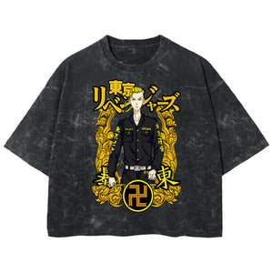 Playera streetwear premium de anime y gaming ExtraLife MX, corte boxy deluxe mineral wash heavyweight en color Acid Wash, moda urbana mexicana de culto.