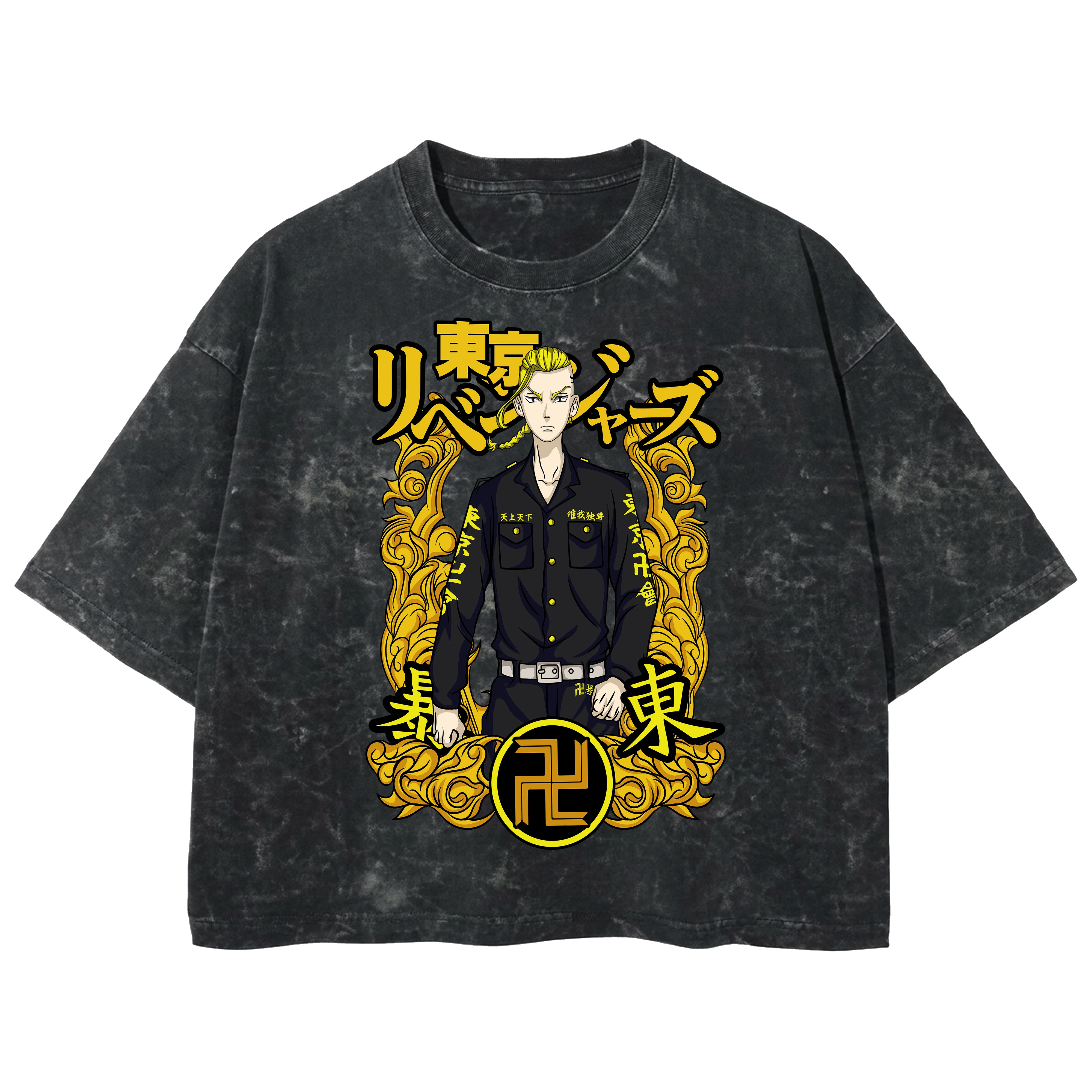 Playera streetwear premium de anime y gaming ExtraLife MX, corte boxy deluxe mineral wash heavyweight en color Acid Wash, moda urbana mexicana de culto.