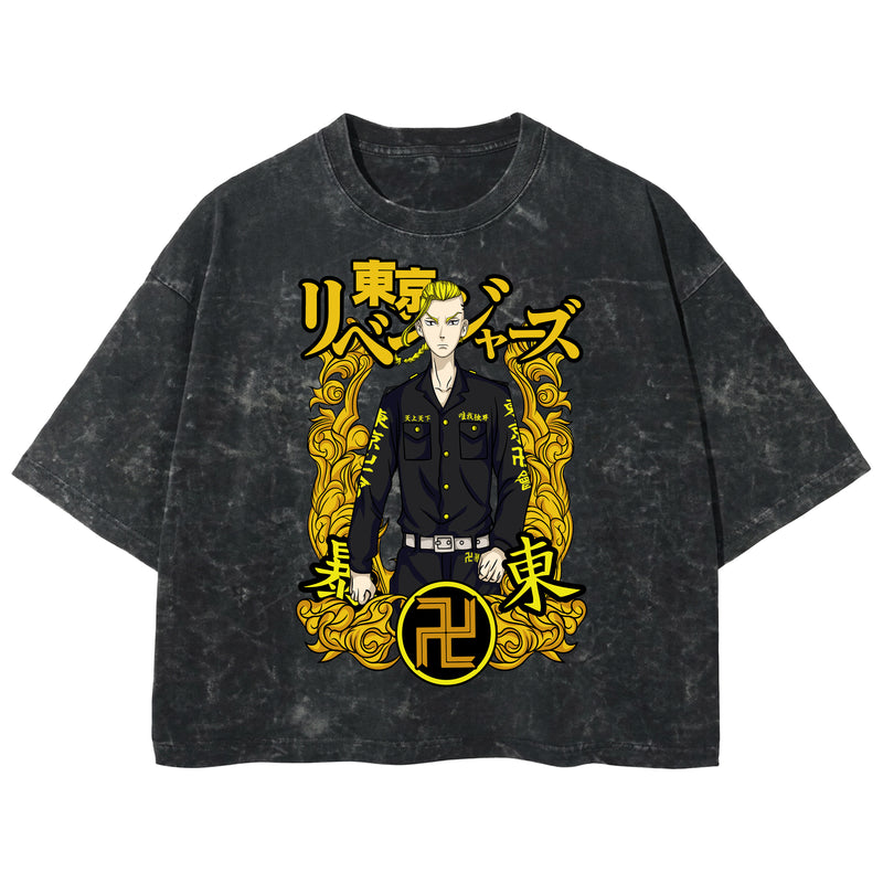 Playera streetwear premium de anime y gaming ExtraLife MX, corte boxy deluxe mineral wash heavyweight en color Acid Wash, moda urbana mexicana de culto.