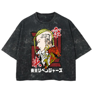 Playera streetwear premium de anime y gaming ExtraLife MX, corte boxy deluxe mineral wash heavyweight en color Acid Wash, moda urbana mexicana de culto.