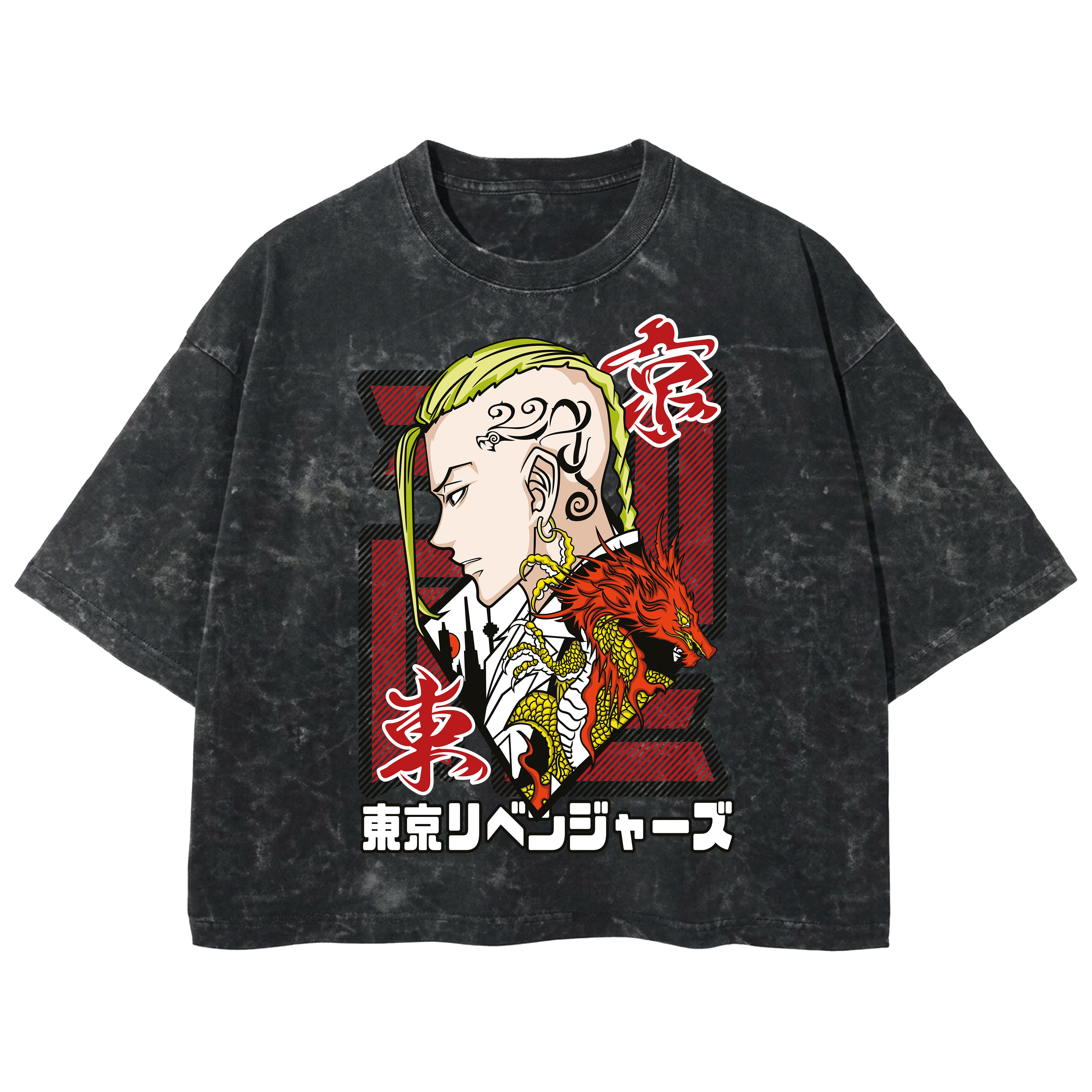 Playera streetwear premium de anime y gaming ExtraLife MX, corte boxy deluxe mineral wash heavyweight en color Acid Wash, moda urbana mexicana de culto.