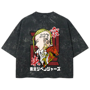 Playera streetwear premium de anime y gaming ExtraLife MX, corte boxy deluxe mineral wash heavyweight en color Acid Wash, moda urbana mexicana de culto.