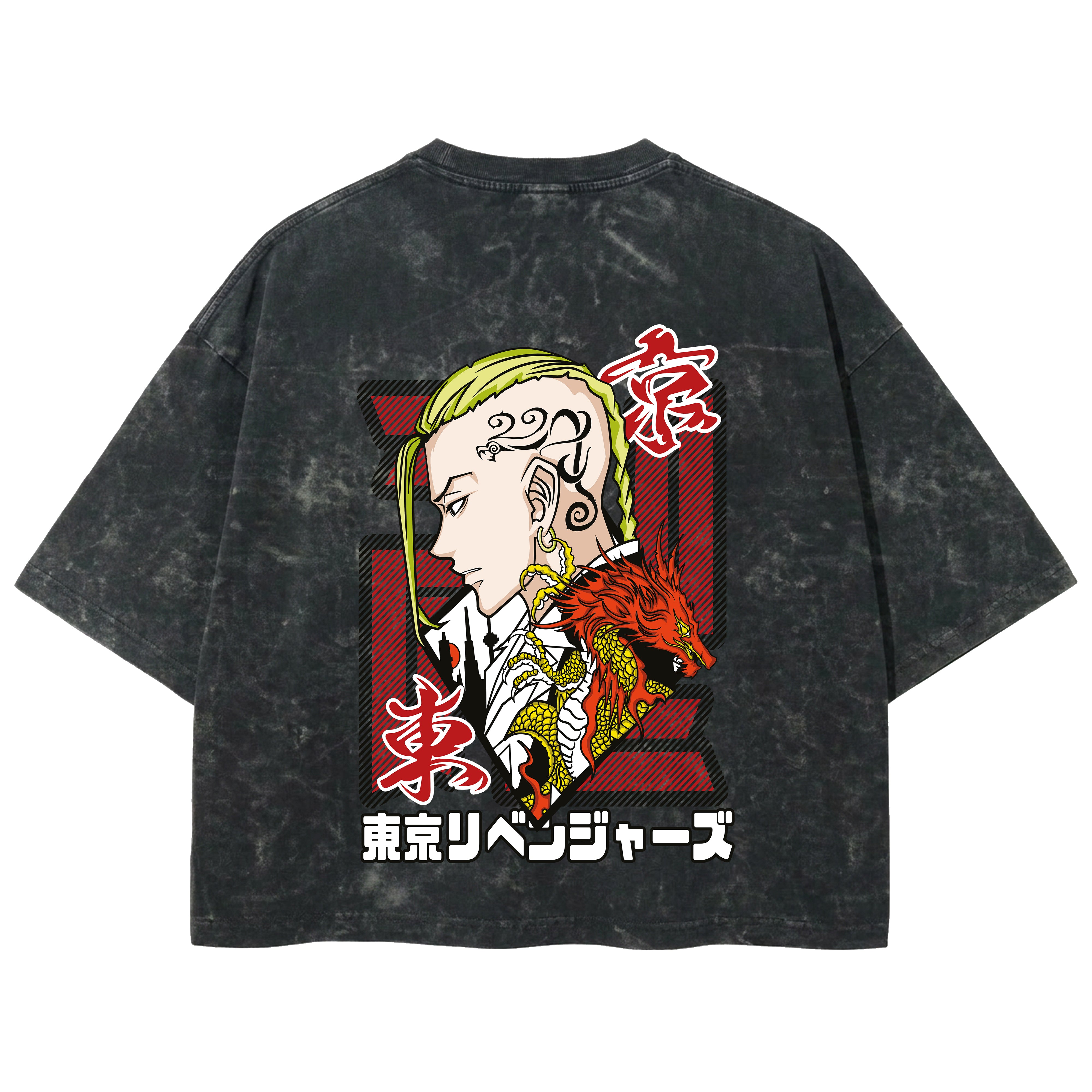 Playera streetwear premium de anime y gaming ExtraLife MX, corte boxy deluxe mineral wash heavyweight en color Acid Wash, moda urbana mexicana de culto.