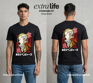 Pandillas del Tiempo | El Dragon Tatuado #04372 - Playera Standard Fit | Deep Black - Foto en modelo