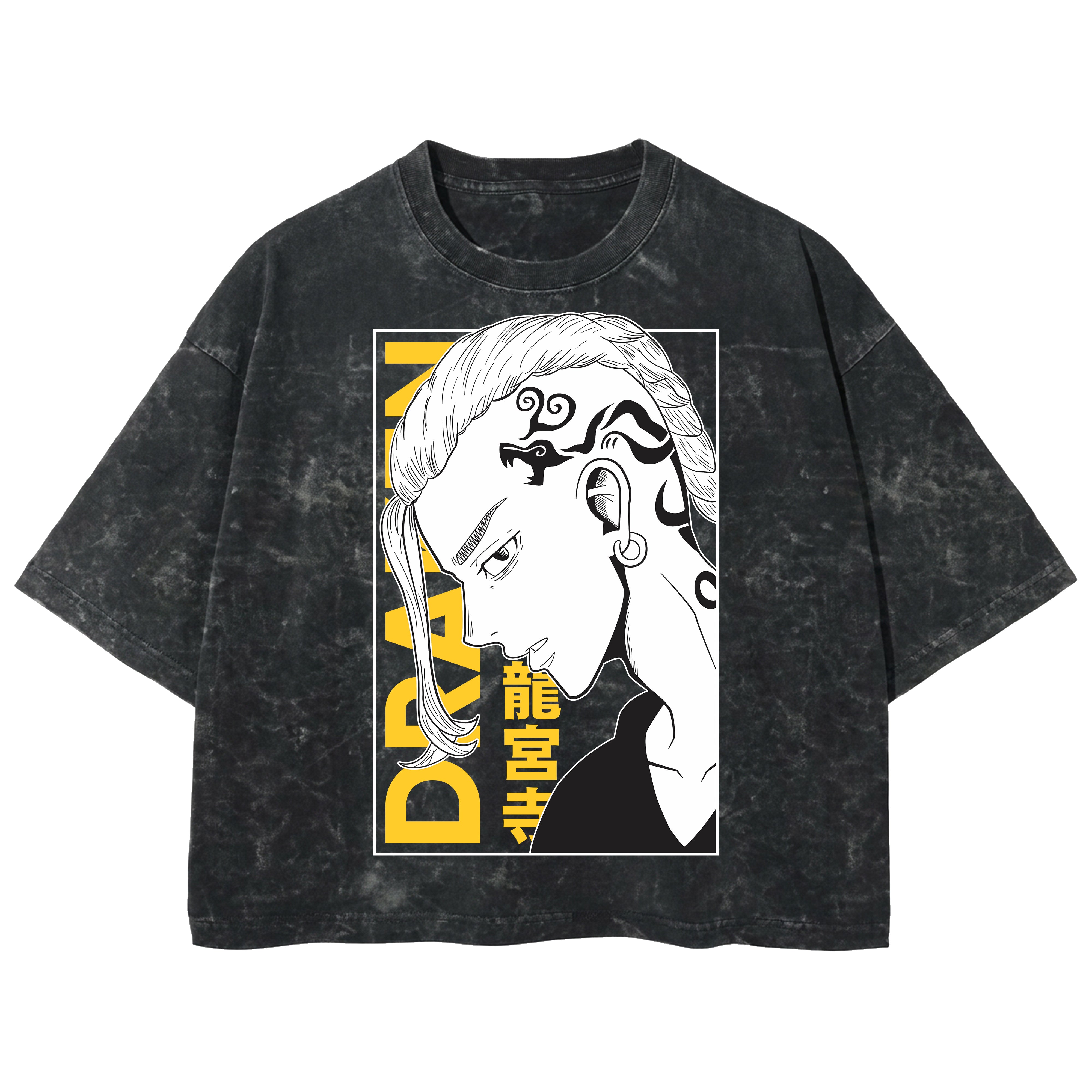 Playera streetwear premium de anime y gaming ExtraLife MX, corte boxy deluxe mineral wash heavyweight en color Acid Wash, moda urbana mexicana de culto.