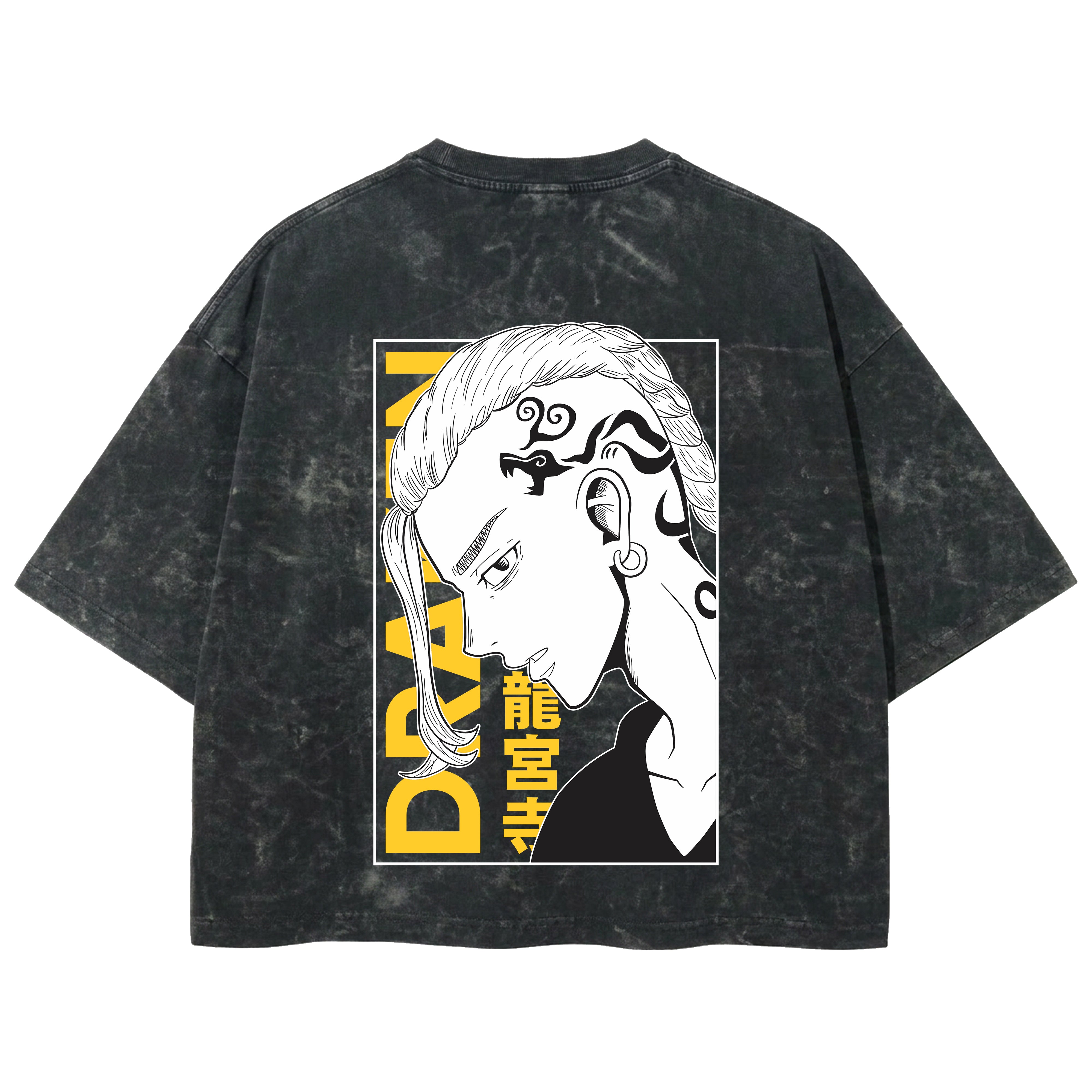 Playera streetwear premium de anime y gaming ExtraLife MX, corte boxy deluxe mineral wash heavyweight en color Acid Wash, moda urbana mexicana de culto.
