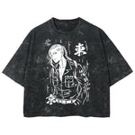 Playera streetwear premium de anime y gaming ExtraLife MX, corte boxy deluxe mineral wash heavyweight en color Acid Wash, moda urbana mexicana de culto.