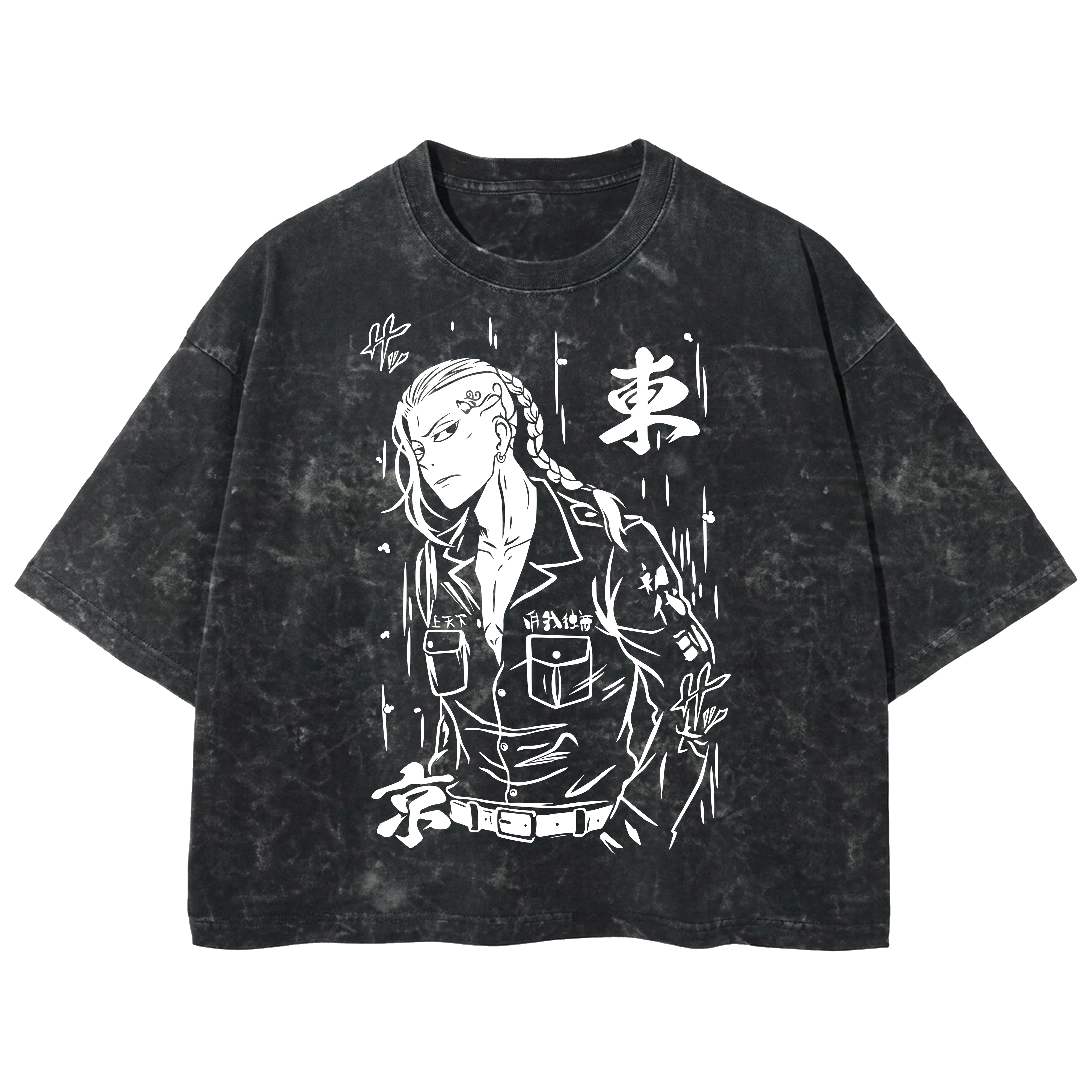 Playera streetwear premium de anime y gaming ExtraLife MX, corte boxy deluxe mineral wash heavyweight en color Acid Wash, moda urbana mexicana de culto.