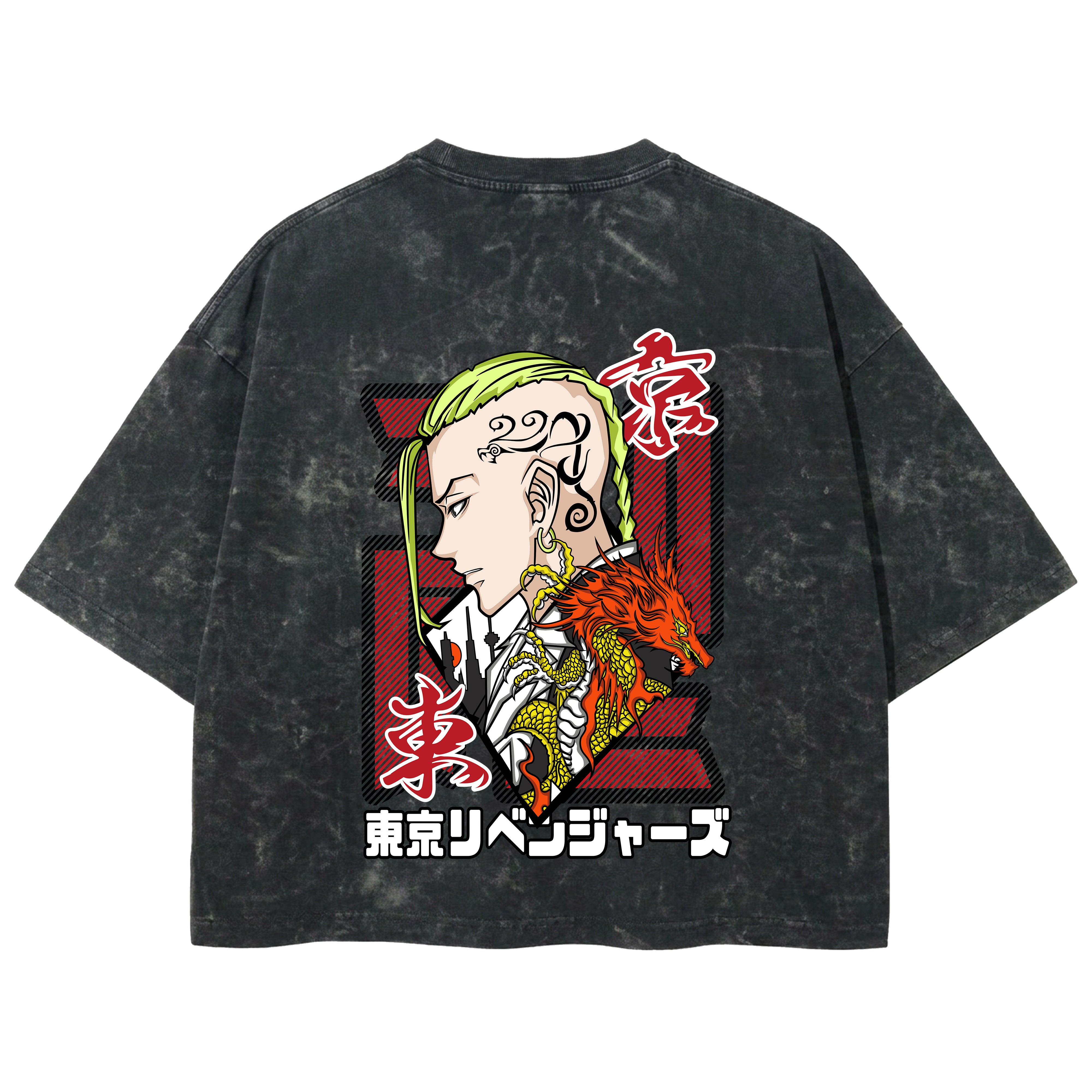 Playera streetwear premium de anime y gaming ExtraLife MX, corte boxy deluxe mineral wash heavyweight en color Acid Wash, moda urbana mexicana de culto.