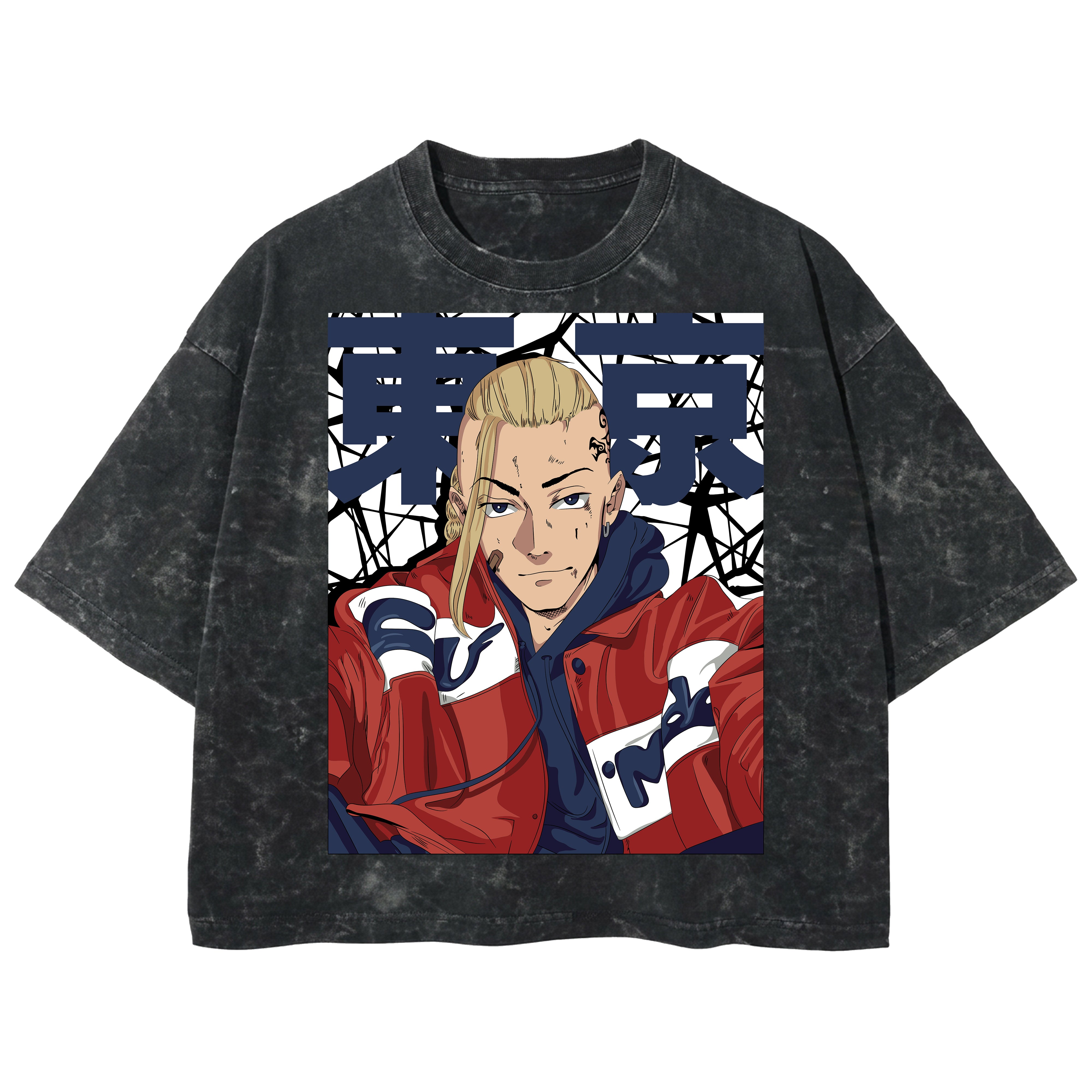 Playera streetwear premium de anime y gaming ExtraLife MX, corte boxy deluxe mineral wash heavyweight en color Acid Wash, moda urbana mexicana de culto.