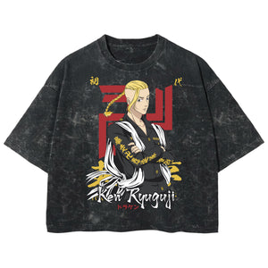 Playera streetwear premium de anime y gaming ExtraLife MX, corte boxy deluxe mineral wash heavyweight en color Acid Wash, moda urbana mexicana de culto.