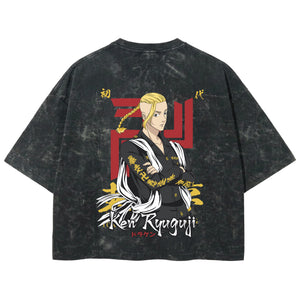 Playera streetwear premium de anime y gaming ExtraLife MX, corte boxy deluxe mineral wash heavyweight en color Acid Wash, moda urbana mexicana de culto.