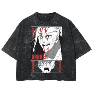 Playera streetwear premium de anime y gaming ExtraLife MX, corte boxy deluxe mineral wash heavyweight en color Acid Wash, moda urbana mexicana de culto.